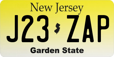 NJ license plate J23ZAP