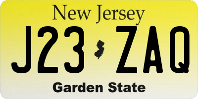 NJ license plate J23ZAQ