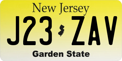NJ license plate J23ZAV