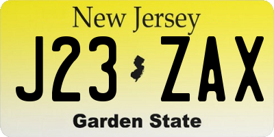 NJ license plate J23ZAX