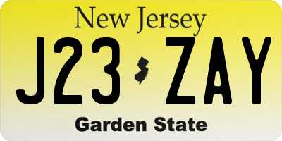 NJ license plate J23ZAY