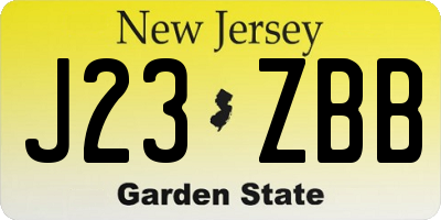 NJ license plate J23ZBB