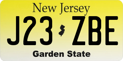 NJ license plate J23ZBE