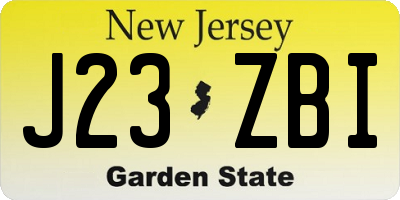 NJ license plate J23ZBI