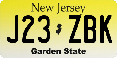 NJ license plate J23ZBK