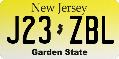 NJ license plate J23ZBL