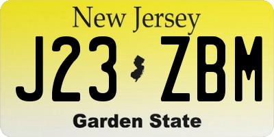 NJ license plate J23ZBM