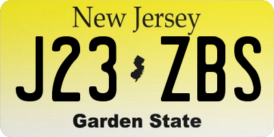 NJ license plate J23ZBS