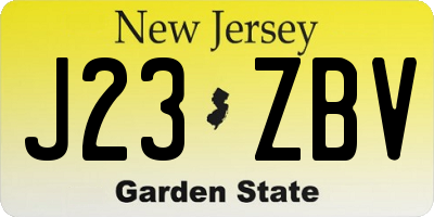 NJ license plate J23ZBV
