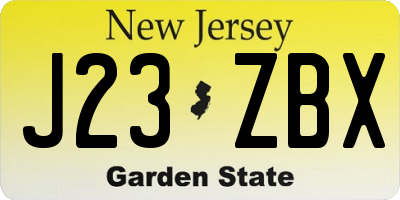 NJ license plate J23ZBX