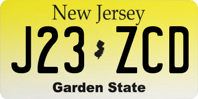NJ license plate J23ZCD