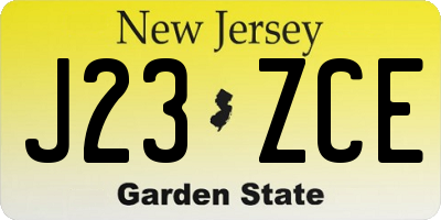 NJ license plate J23ZCE