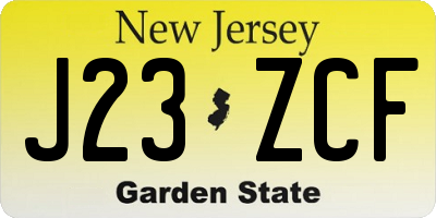 NJ license plate J23ZCF