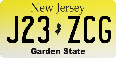 NJ license plate J23ZCG
