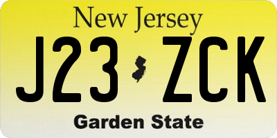 NJ license plate J23ZCK