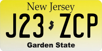 NJ license plate J23ZCP