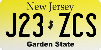 NJ license plate J23ZCS