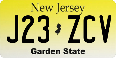NJ license plate J23ZCV