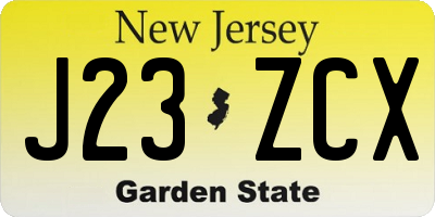 NJ license plate J23ZCX