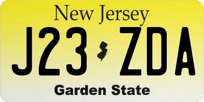 NJ license plate J23ZDA