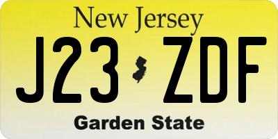 NJ license plate J23ZDF