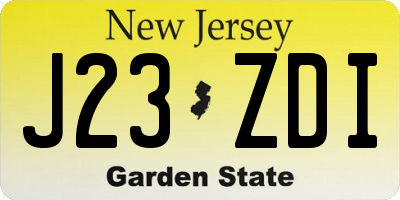 NJ license plate J23ZDI