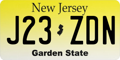 NJ license plate J23ZDN