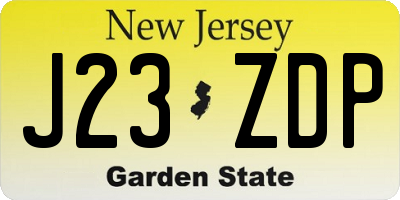 NJ license plate J23ZDP
