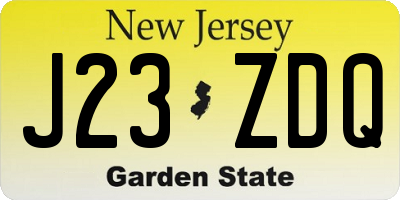 NJ license plate J23ZDQ