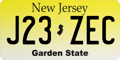 NJ license plate J23ZEC