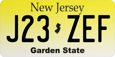 NJ license plate J23ZEF