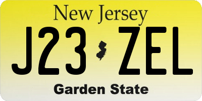 NJ license plate J23ZEL