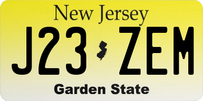 NJ license plate J23ZEM