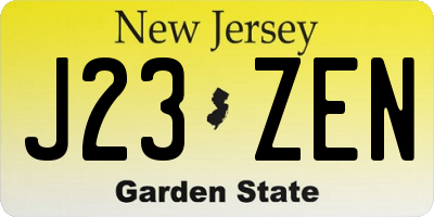 NJ license plate J23ZEN