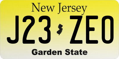 NJ license plate J23ZEO