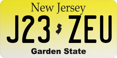 NJ license plate J23ZEU