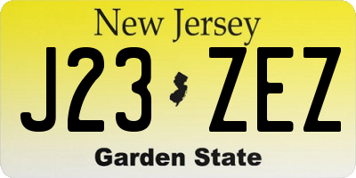 NJ license plate J23ZEZ