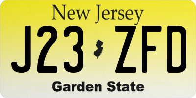 NJ license plate J23ZFD