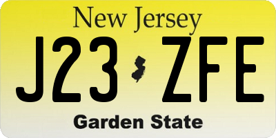 NJ license plate J23ZFE