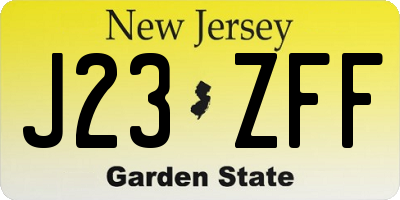 NJ license plate J23ZFF