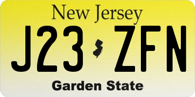 NJ license plate J23ZFN