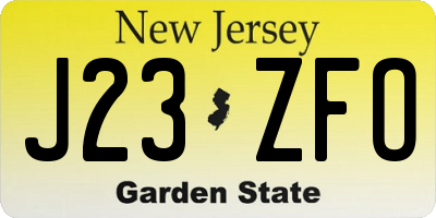 NJ license plate J23ZFO