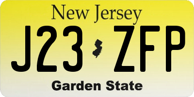 NJ license plate J23ZFP