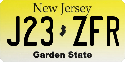 NJ license plate J23ZFR