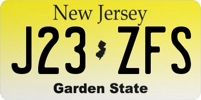 NJ license plate J23ZFS