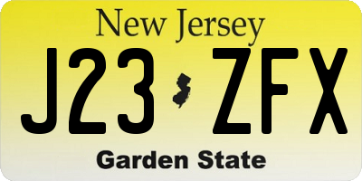 NJ license plate J23ZFX