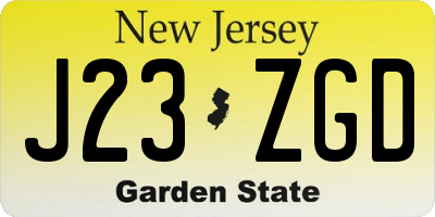 NJ license plate J23ZGD