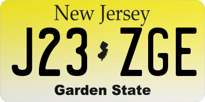 NJ license plate J23ZGE
