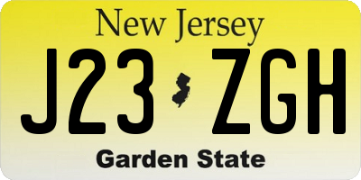NJ license plate J23ZGH
