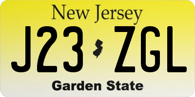 NJ license plate J23ZGL